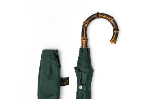 Mario Talarico folding umbrella green bamboo handle