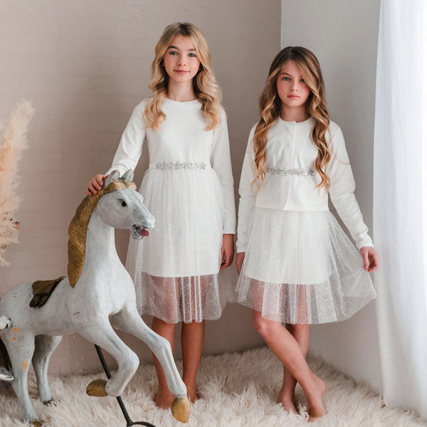 WHITE GLITTER TULLE SKIRT