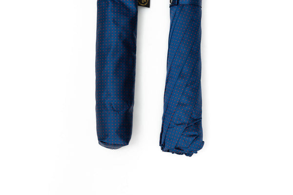 Mario Talarico blue polka dot folding umbrella with bamboo handle