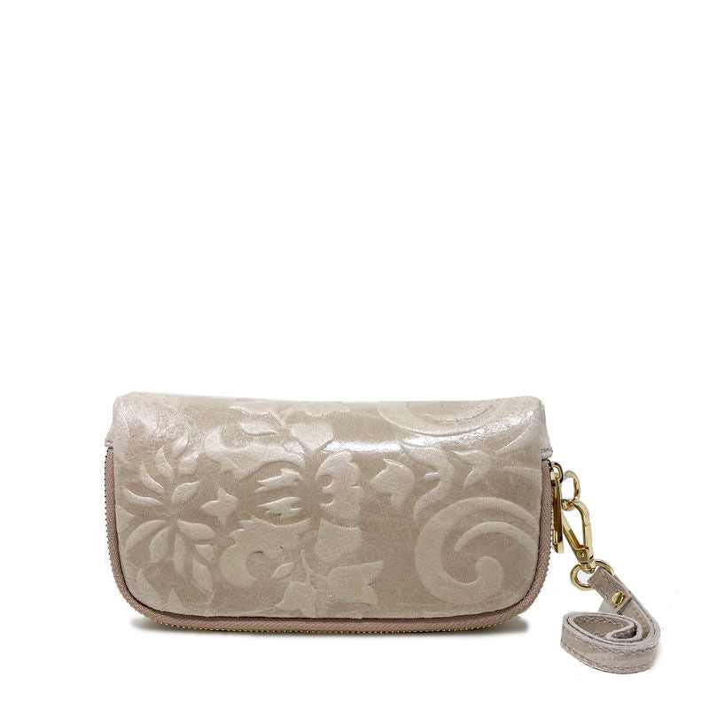 Large wallet in Floral print leather with double zip - 80071. 