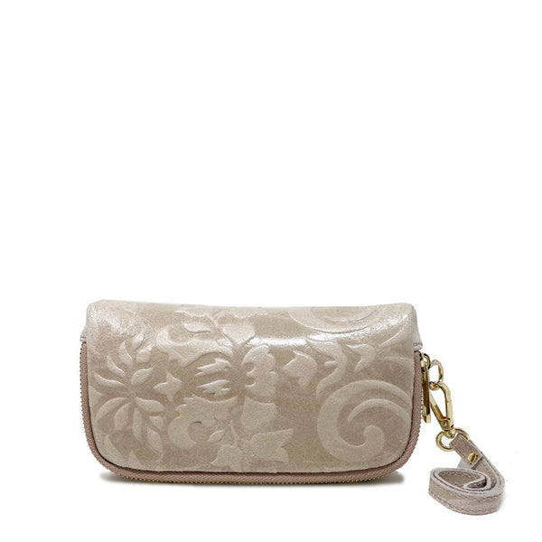 Large wallet in Floral print leather with double zip - 80071. 