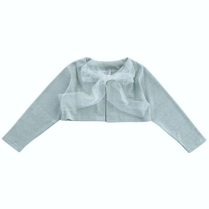 BLUE KNITTED AND TULLE BOLERO