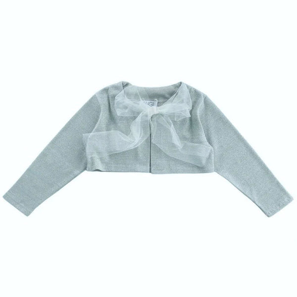 BLUE KNITTED AND TULLE BOLERO