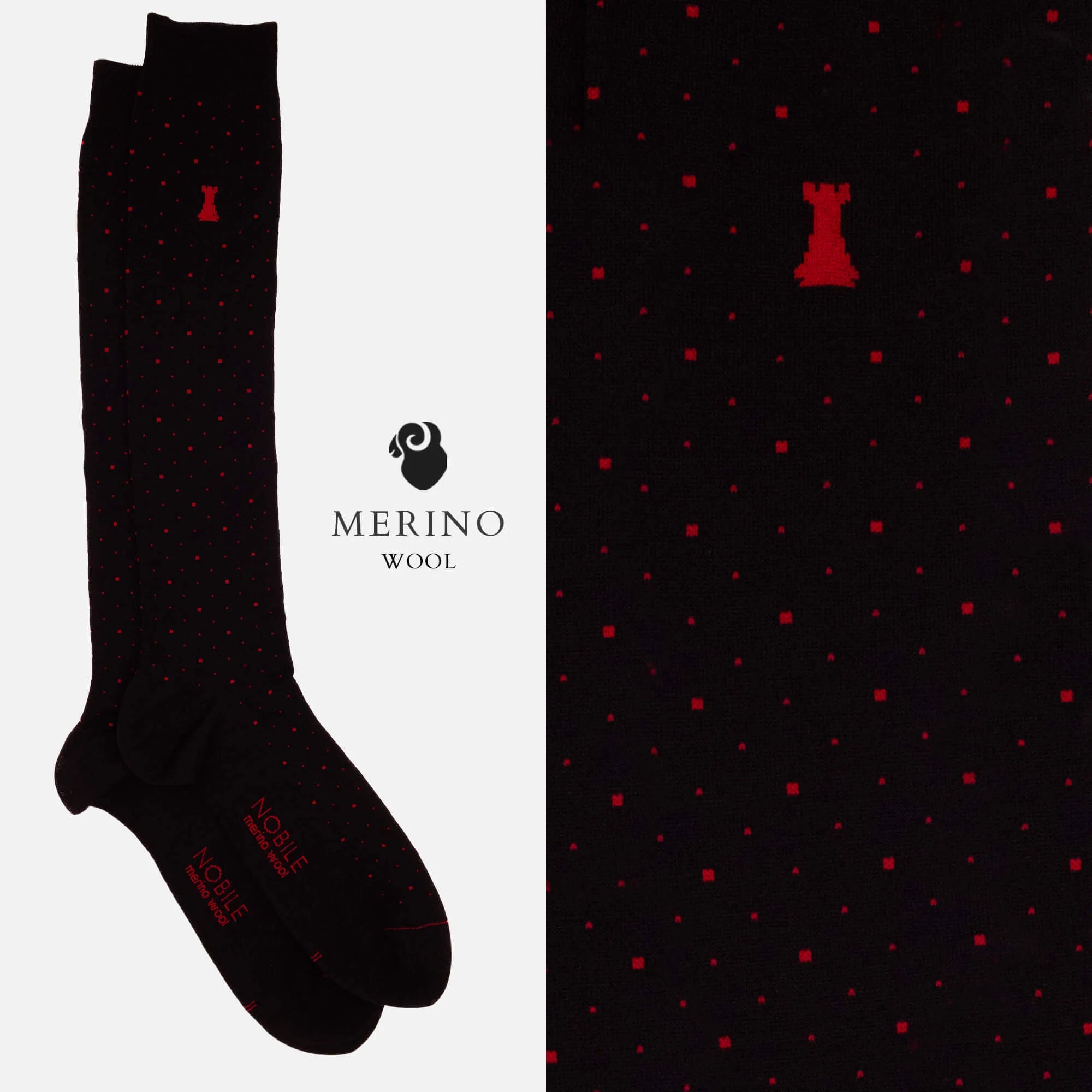Soffici Pois - Box da 6 calze lunghe in lana Merino a pois