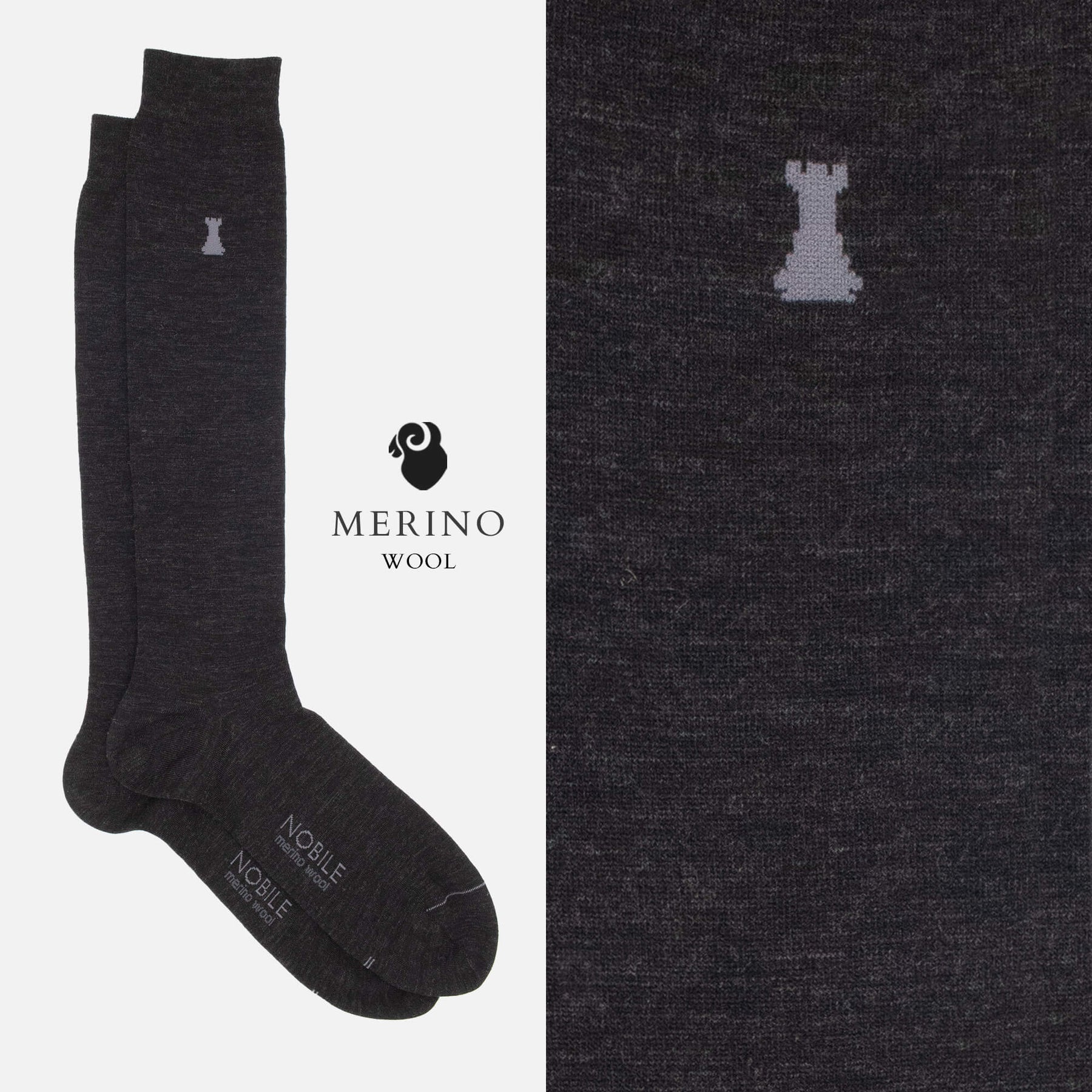 Vivaldi - Long sock in solid color Merino wool
