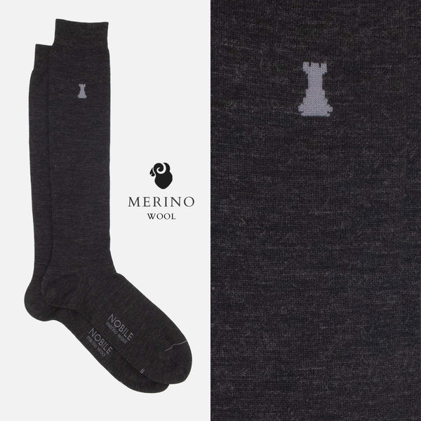Vivaldi - Long sock in solid color Merino wool