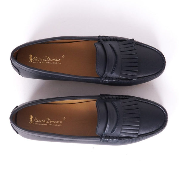 MastroDomenico Women's Handmade Moccasins - Black Sapphire