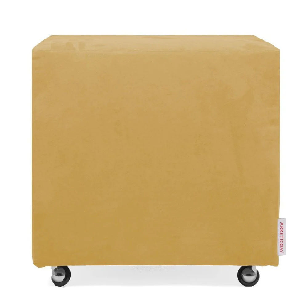UILLS 55, Pouf Footrest with Wheels in Microfiber 55x55 h42