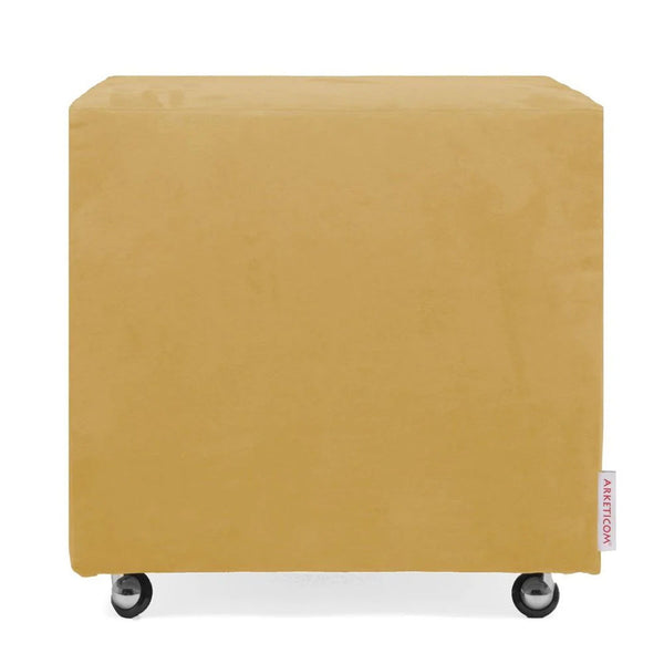 UILLS 55, Pouf Footrest with Wheels in Microfiber 55x55 h42