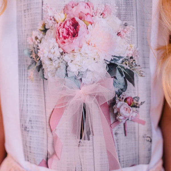 T-SHIRT STAMPA BOUQUET ROSA