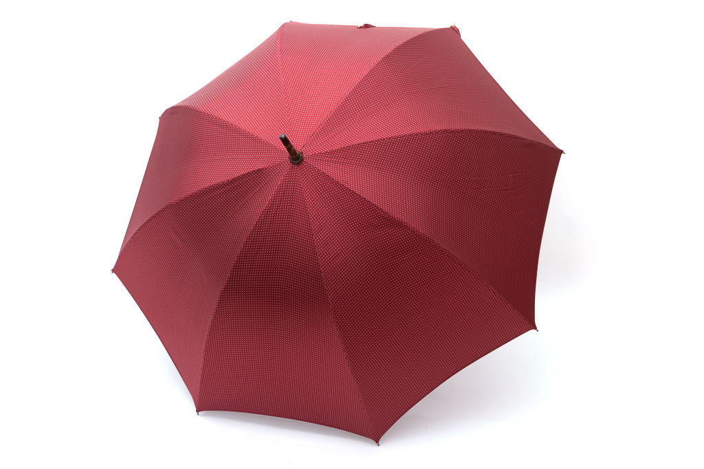 Mario Talarico red polka dot chestnut wood umbrella