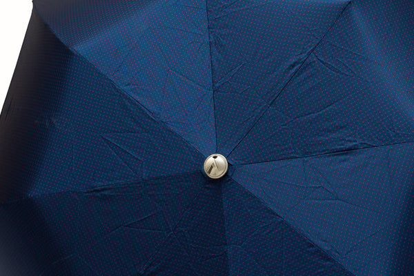 Mario Talarico blue polka dot folding umbrella with bamboo handle