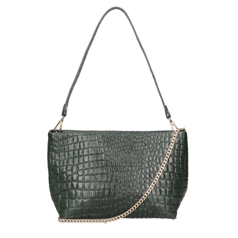 Women's Crocodile Print Leather Handbag - 6498.
