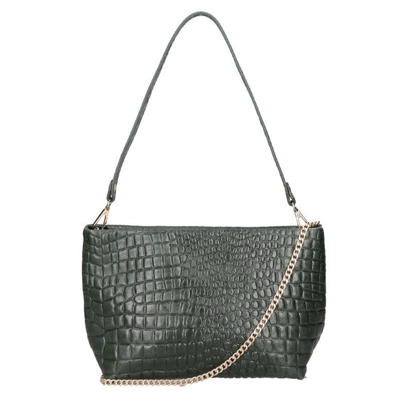 Women's Crocodile Print Leather Handbag - 6498.