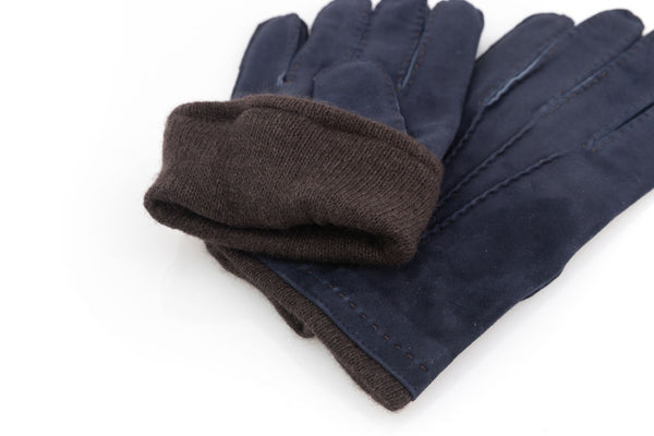 Blue suede gloves