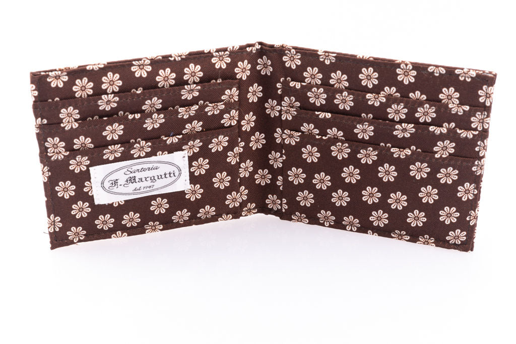 Brown card holder in pure silk