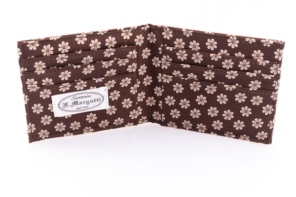 Brown card holder in pure silk
