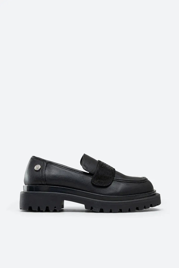 Ramsey Black Loafers with Rhinestones