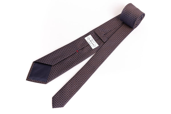 Brown tie with micro polka dots in pure silk
