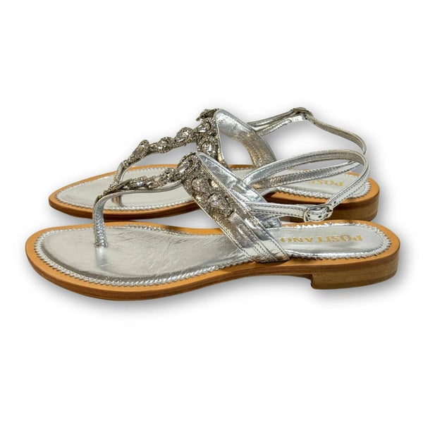 MastroDomenico Women's Handmade Sandals - Marble Silver 