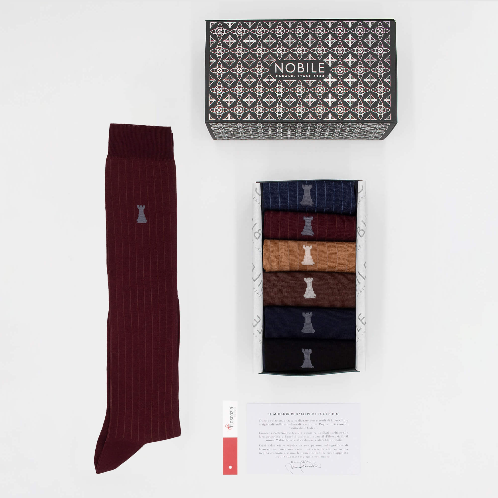 Daily Office Box of 6 Long Socks - 3x Solid Color &amp; 3x Ribbed