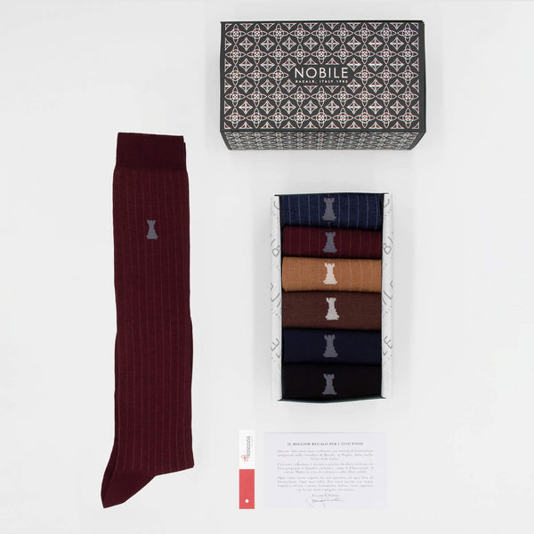 Daily Office Box of 6 Long Socks - 3x Solid Color &amp; 3x Ribbed