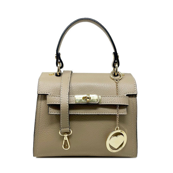 Women's Genuine Leather Handbag with Twist Closure - Roma K065 