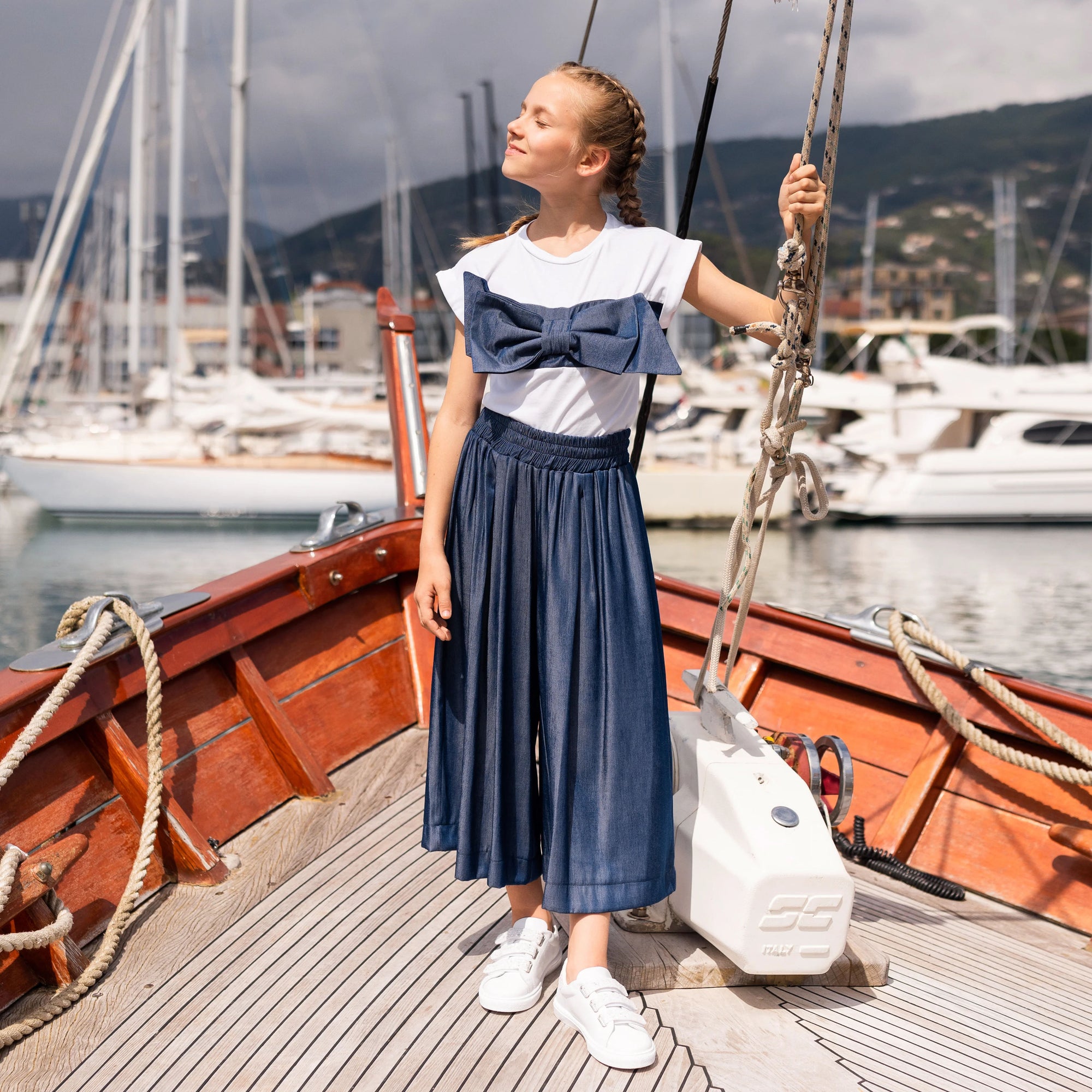 PANTALONE AMPIO EFFETTO DENIM