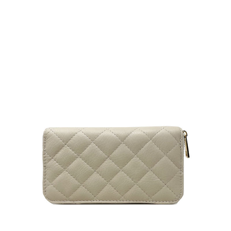 Large Quilted Leather Wallet Dollar Texture - K068 