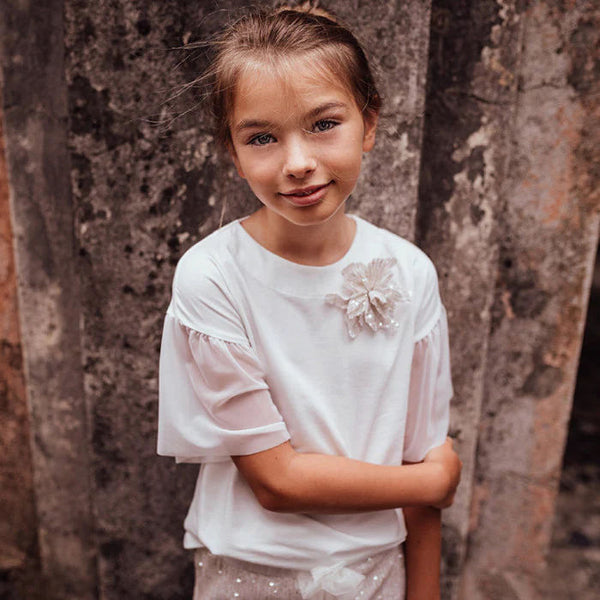 T-SHIRT MANICA TULLE