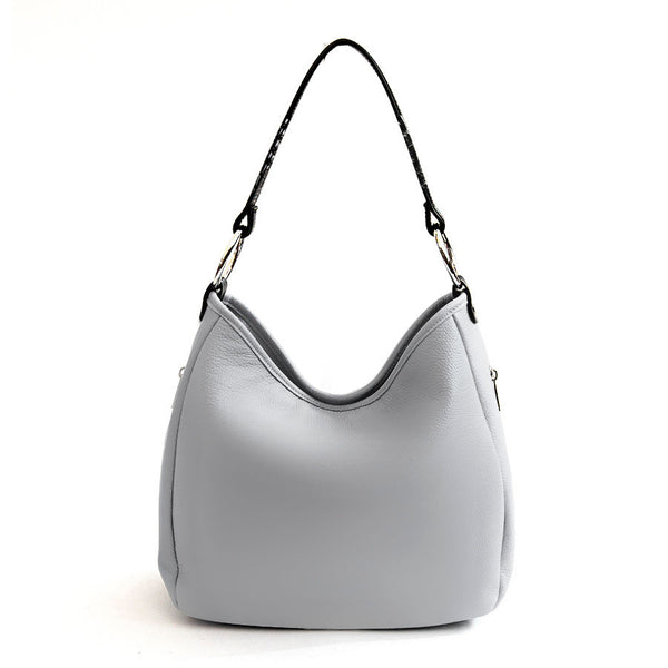 VIVIEN - Light Grey Dollar Leather Ring Bag