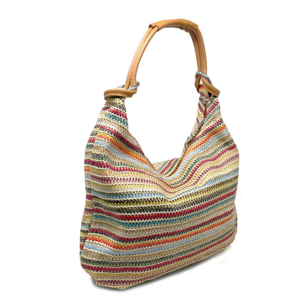 Borsa da Donna in Rafia e pelle Manico Incrociato - Matera 5281.