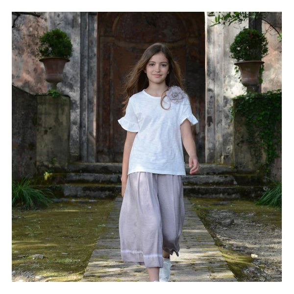 T-shirt Jersey Fiammato Maniche Volant