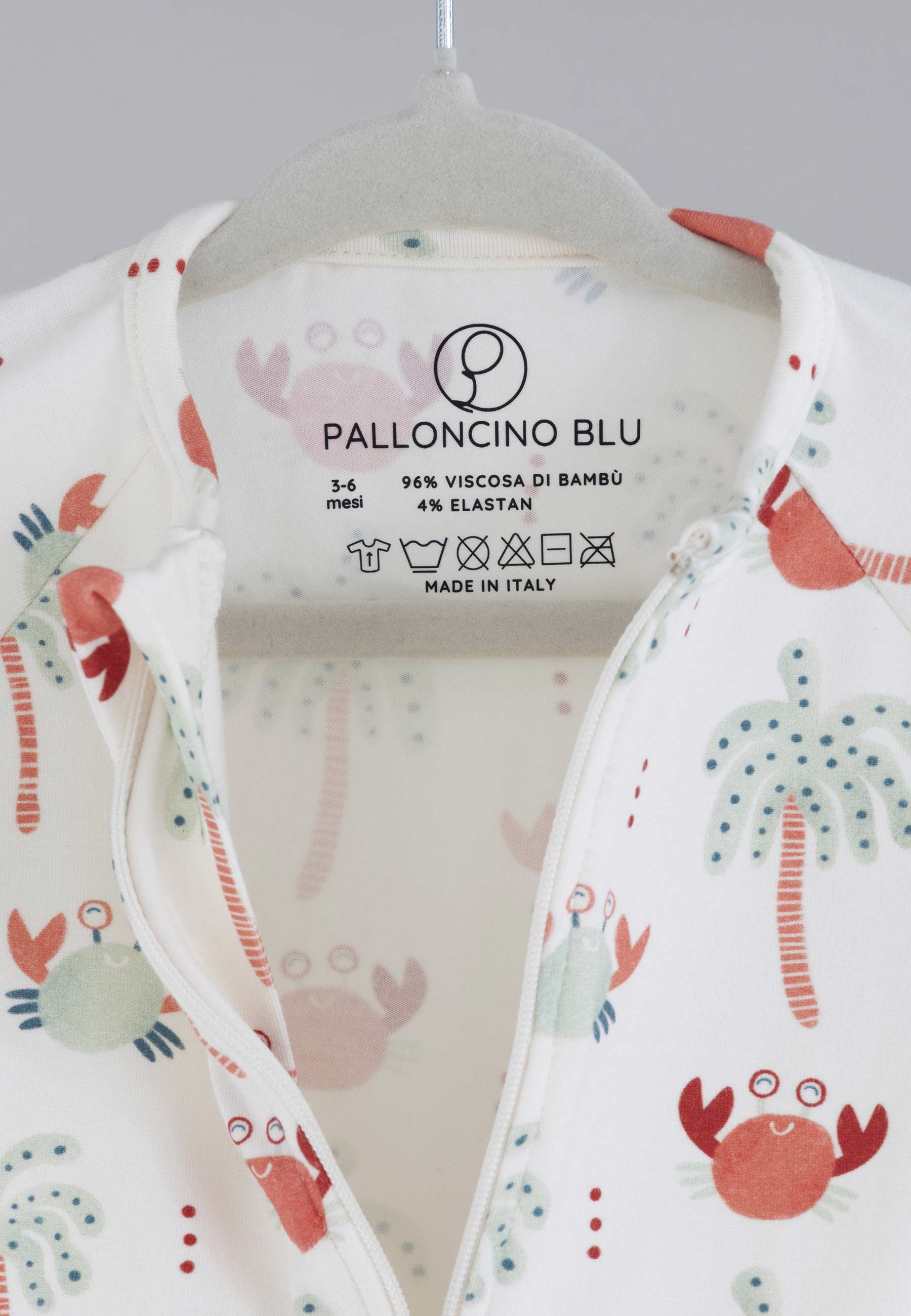 Tutina con zip in bambù - Granchietti- Palloncino blu
