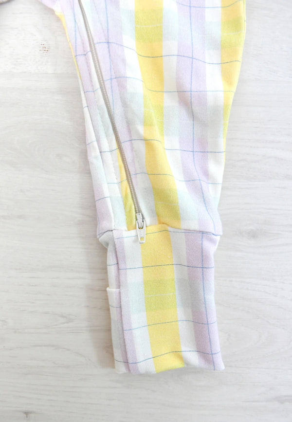 Bamboo Zip Up Romper - Tartan PB - Blue Balloon