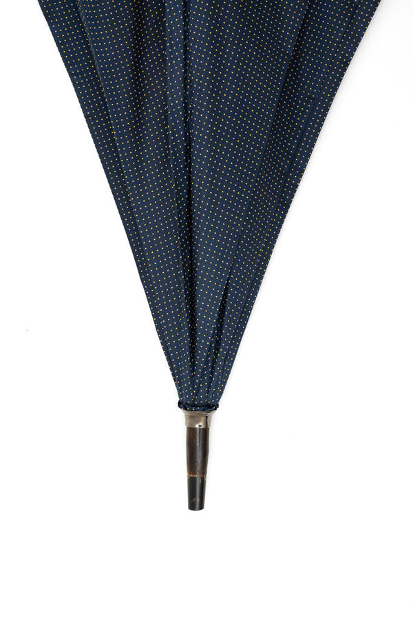 Mario Talarico umbrella blue with yellow polka dots in chestnut wood