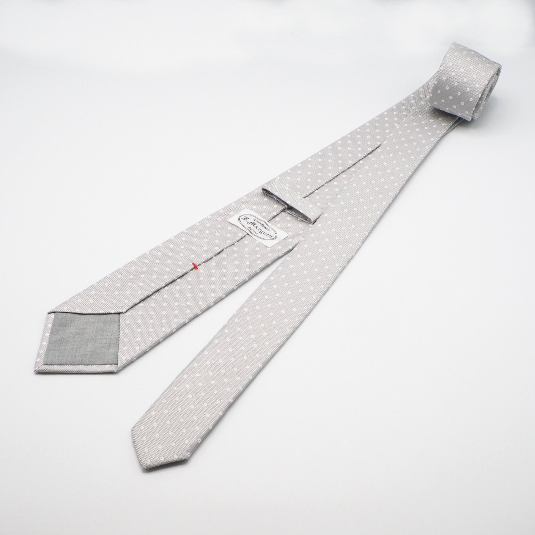 Ice grey tie with white polka dots