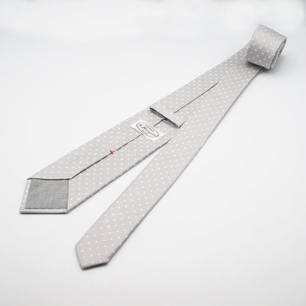 Ice grey tie with white polka dots
