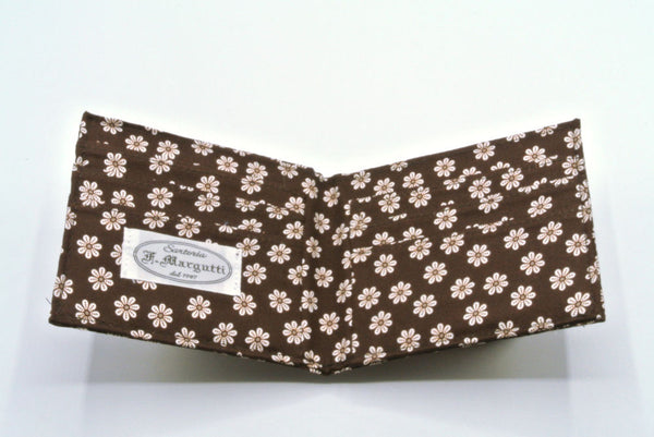 Brown card holder in pure silk