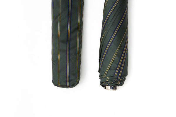 Mario Talarico folding umbrella green with stripes chestnut handle