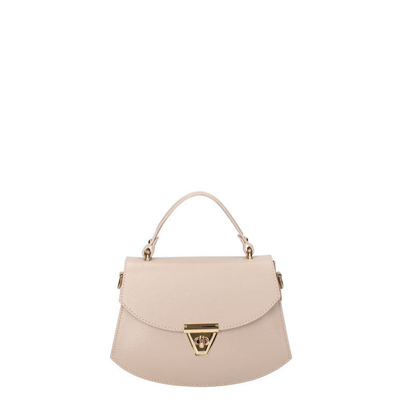 Small Leather Women's Handbag with Twist Closure - 7202. 