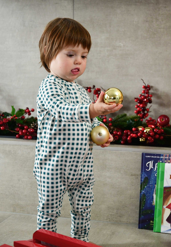 Tutina con zip in bambù - Abete - Palloncino blu