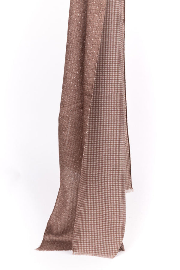 Brown micro-polka dot scarf in pure wool