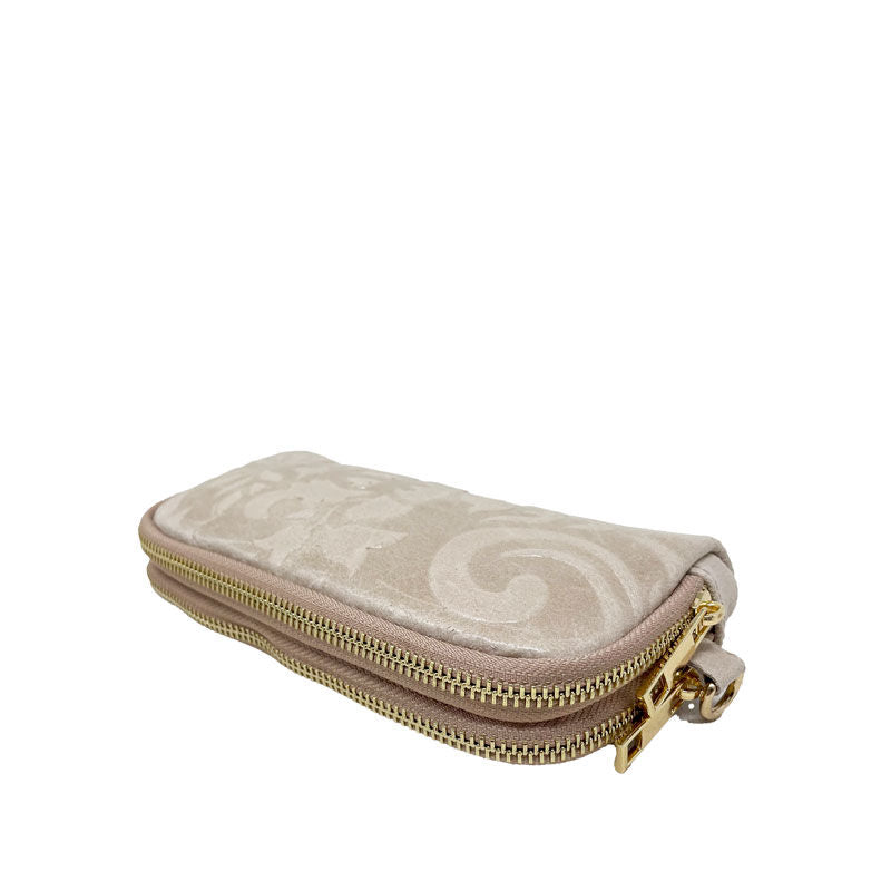 Large wallet in Floral print leather with double zip - 80071. 