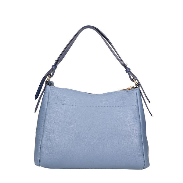 Women's Leather Handbag Contrast Handles - 6675.