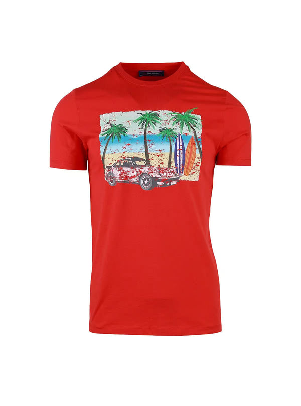 SURF AND PALM PRINT T-SHIRT