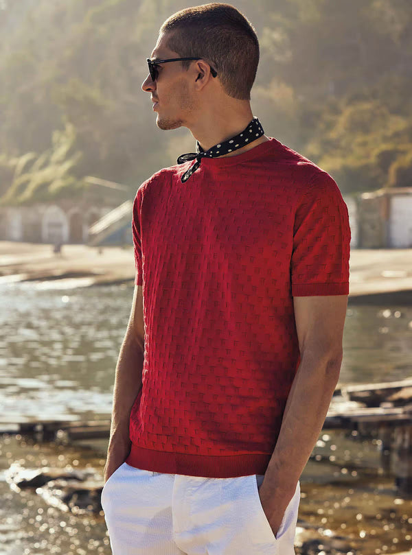 CREW NECK HALF SLEEVE CHECKED WORKMANSHIP