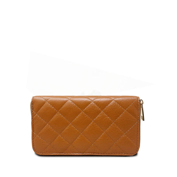 Large Quilted Leather Wallet Dollar Texture - K068 