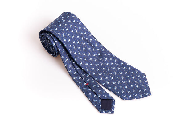 Blue flamingo pure silk tie