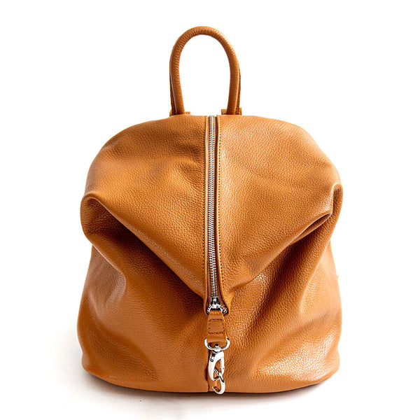 FLIP AM - Leather Zip Backpack Tan